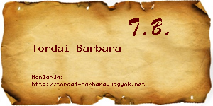 Tordai Barbara névjegykártya